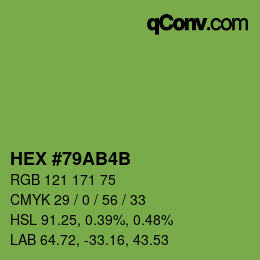 Color code: HEX #79AB4B | qconv.com