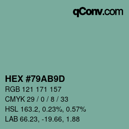 Color code: HEX #79AB9D | qconv.com