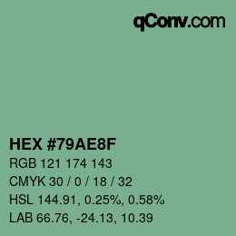 カラーコード: HEX #79AE8F | qconv.com