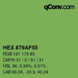 Color code: HEX #79AF55 | qconv.com