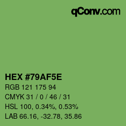 Farbcode: HEX #79AF5E | qconv.com