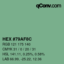 Color code: HEX #79AF8C | qconv.com