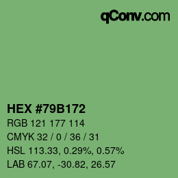Farbcode: HEX #79B172 | qconv.com