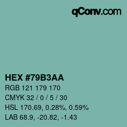 Color code: HEX #79B3AA | qconv.com