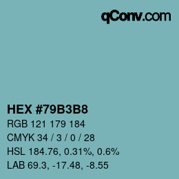 カラーコード: HEX #79B3B8 | qconv.com
