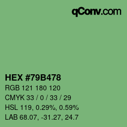カラーコード: HEX #79B478 | qconv.com