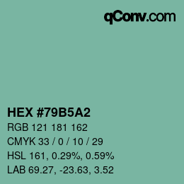カラーコード: HEX #79B5A2 | qconv.com