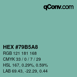 カラーコード: HEX #79B5A8 | qconv.com