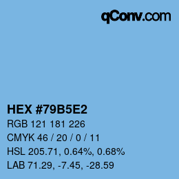 Farbcode: HEX #79B5E2 | qconv.com