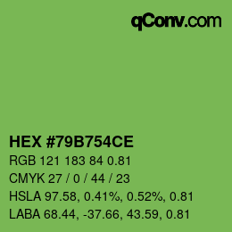 カラーコード: HEX #79B754CE | qconv.com