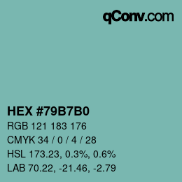 Color code: HEX #79B7B0 | qconv.com