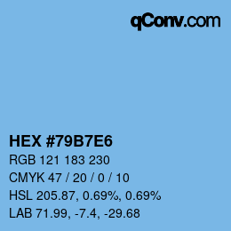 Color code: HEX #79B7E6 | qconv.com