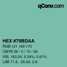 Color code: HEX #79BDAA | qconv.com