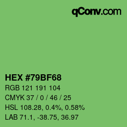 颜色代码: HEX #79BF68 | qconv.com