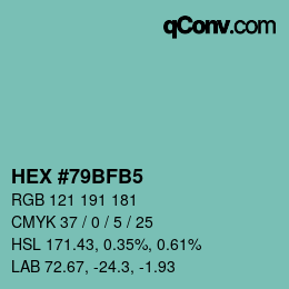 颜色代码: HEX #79BFB5 | qconv.com