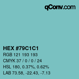 カラーコード: HEX #79C1C1 | qconv.com