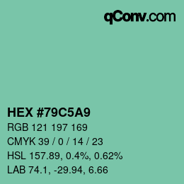 Farbcode: HEX #79C5A9 | qconv.com