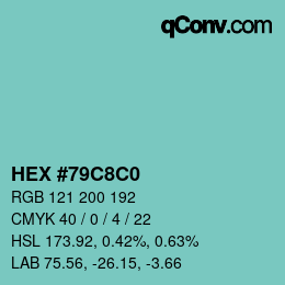 Color code: HEX #79C8C0 | qconv.com