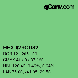カラーコード: HEX #79CD82 | qconv.com