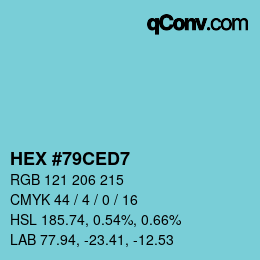 Color code: HEX #79CED7 | qconv.com