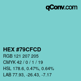 Color code: HEX #79CFCD | qconv.com