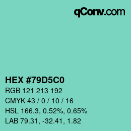 Color code: HEX #79D5C0 | qconv.com