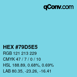 カラーコード: HEX #79D5E5 | qconv.com