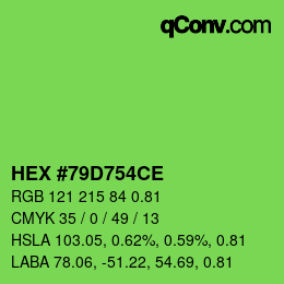 カラーコード: HEX #79D754CE | qconv.com