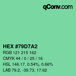 カラーコード: HEX #79D7A2 | qconv.com