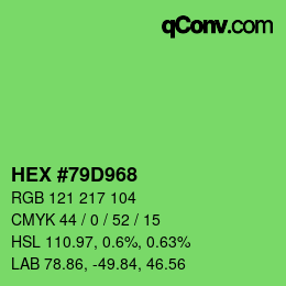 Código de color: HEX #79D968 | qconv.com