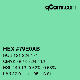 カラーコード: HEX #79E0AB | qconv.com