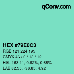 Color code: HEX #79E0C3 | qconv.com