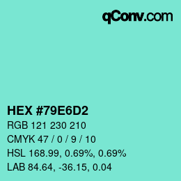 Color code: HEX #79E6D2 | qconv.com