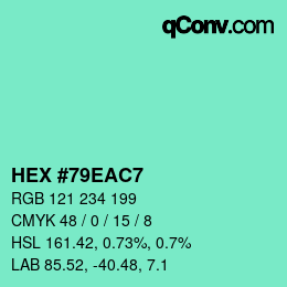 Color code: HEX #79EAC7 | qconv.com