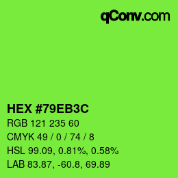 Color code: HEX #79EB3C | qconv.com