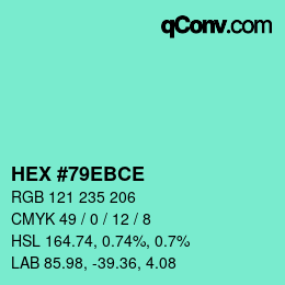 Color code: HEX #79EBCE | qconv.com