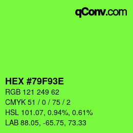 カラーコード: HEX #79F93E | qconv.com
