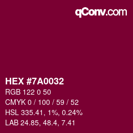 Color code: HEX #7A0032 | qconv.com