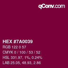 Color code: HEX #7A0039 | qconv.com