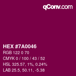 颜色代码: HEX #7A0046 | qconv.com