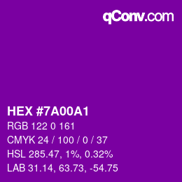 Color code: HEX #7A00A1 | qconv.com