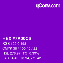 Color code: HEX #7A00C6 | qconv.com