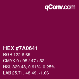 Color code: HEX #7A0641 | qconv.com