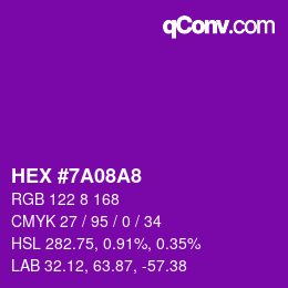 カラーコード: HEX #7A08A8 | qconv.com