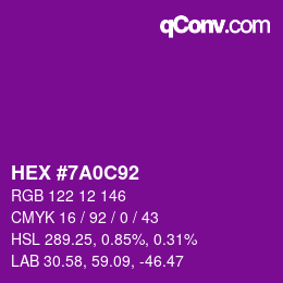 颜色代码: HEX #7A0C92 | qconv.com