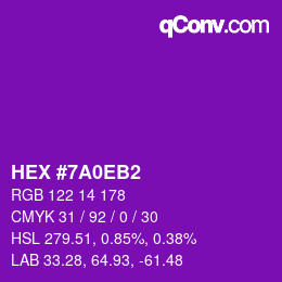 颜色代码: HEX #7A0EB2 | qconv.com