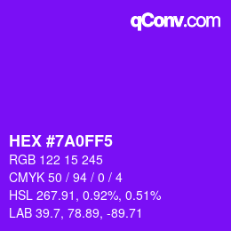 Color code: HEX #7A0FF5 | qconv.com