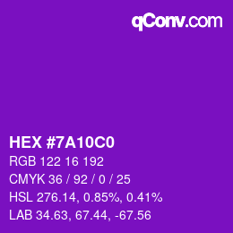 Color code: HEX #7A10C0 | qconv.com