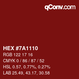 Color code: HEX #7A1110 | qconv.com