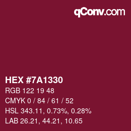 Color code: HEX #7A1330 | qconv.com